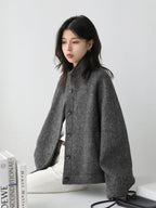 Women Short Woolen Single Breasted Ladies Jacket