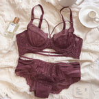 2 Pieces Sexy Hollow Push Up Bra Set French Lace Embroidery Underwear for Women Summer Ultra Thin Breathable Intimates Lingerie