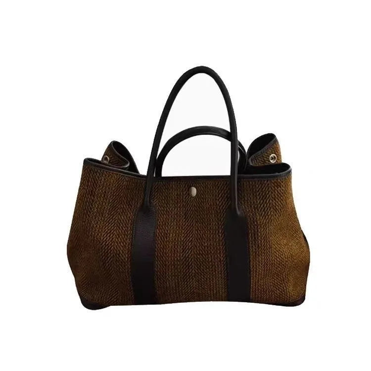 2025 Autumn Winter Wool Tote Bag for Women, Niche Fashion Large Capacity Handbag, Simple Shoulder Bag
