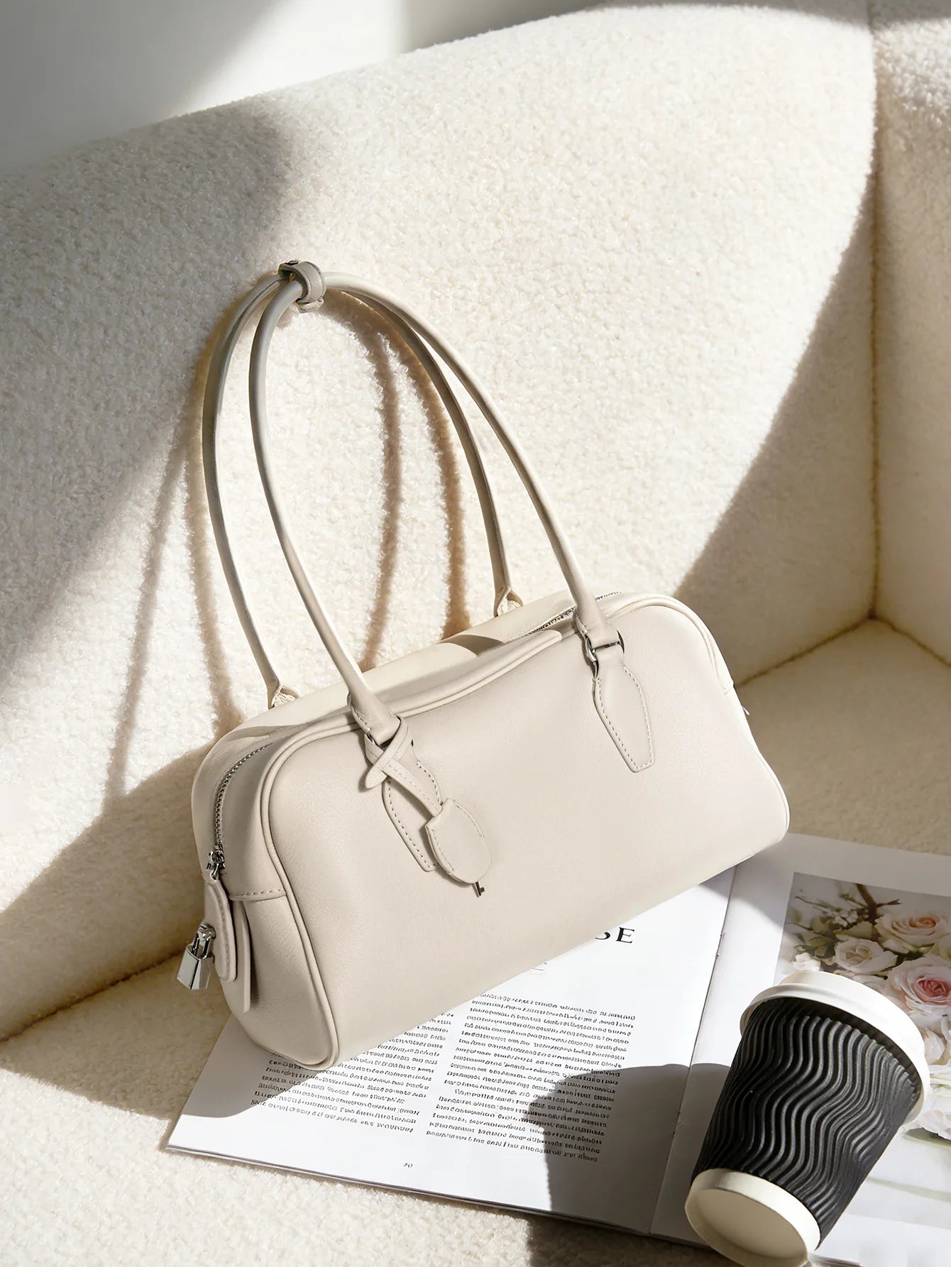 Genuine Leather Ew India Long-Handle Bowling Bag, New Niche Luxury Style Handbag, Crossbody Bag