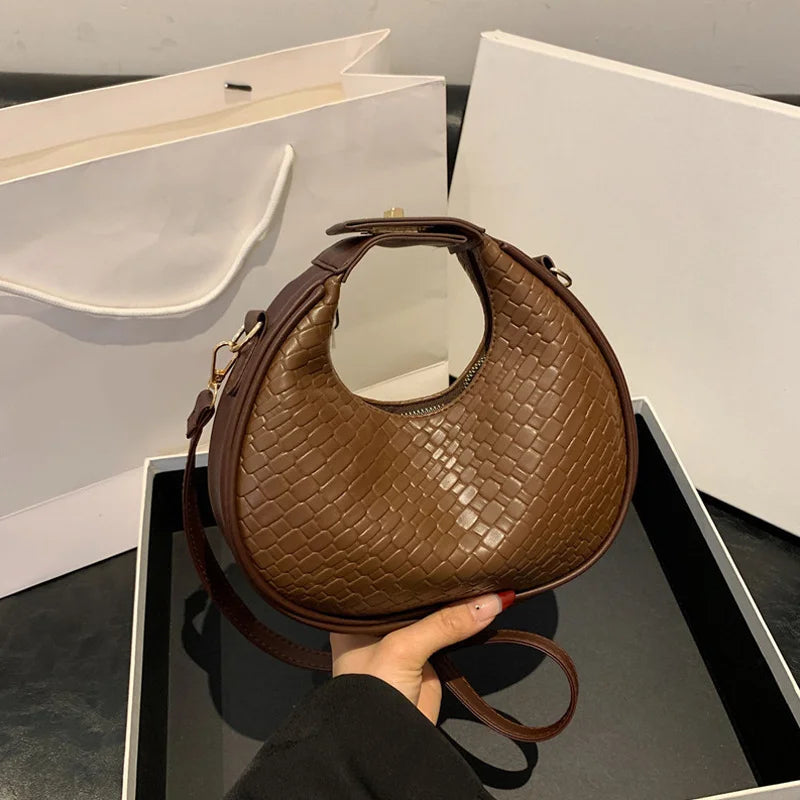 PU Leather Shoulder Bag Fashion Solid Color Lattice Crossbody Bag Small Bag Ladies Trend Luxury Designer Handbags