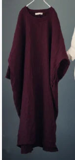 Johnature Women Vintage Maxi Dress 2025 Spring New Bat Sleeve Embroidery Cotton Linen  Robe Long Sleeve Long Dresses