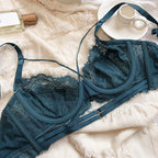 2 Pieces Sexy Hollow Push Up Bra Set French Lace Embroidery Underwear for Women Summer Ultra Thin Breathable Intimates Lingerie