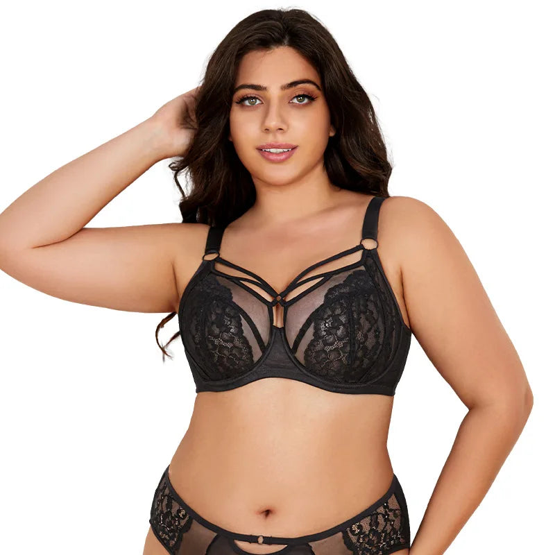 Plus Size Full Coverage Bras for Large Bust , Minimizer Lift Support , Lace Breathable Thin, D-K Cup , For Curvy Women