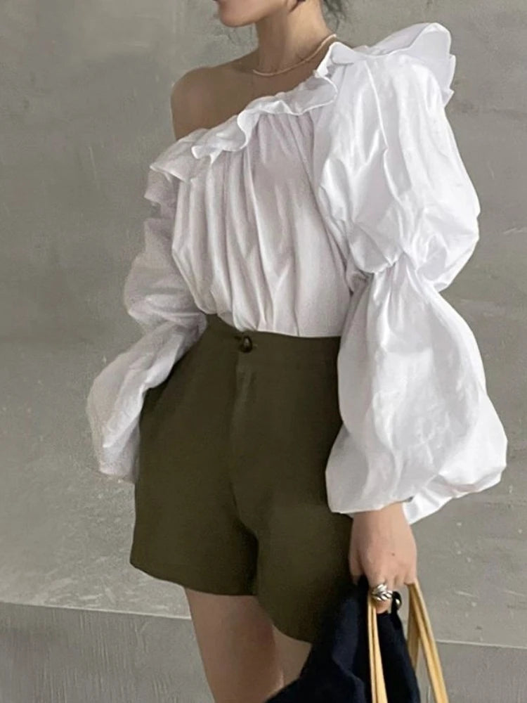 Blouses Women Vintage French Style Chic Elegant Party Blusas Tops All-match Spring Summer Stylish Puff Sleeve Clothing Pure Crop