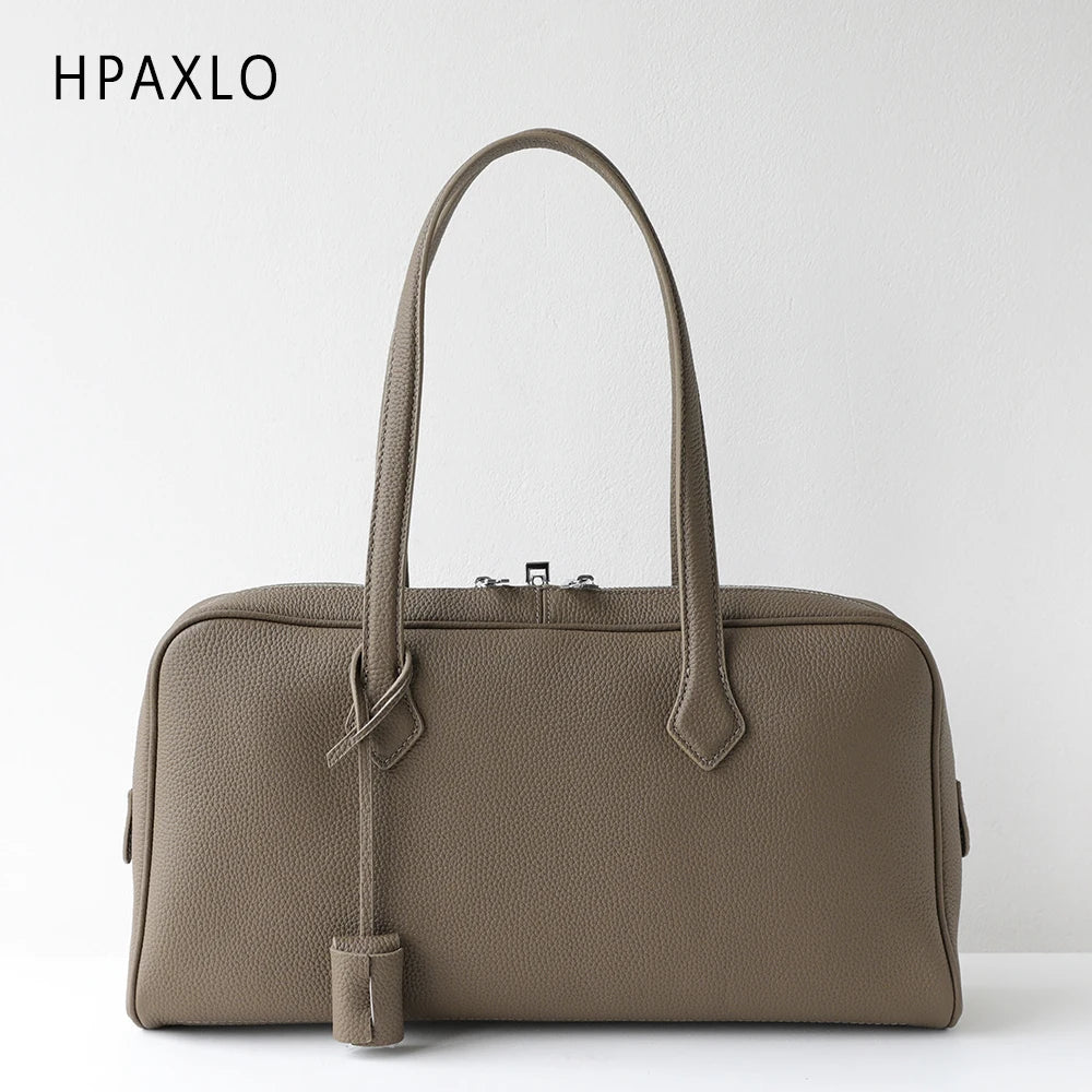 Premium Genuine Leather Boston Bag Womens Shoulder Handbag Versatile Commuter Tote Fashion Ladies Accessory Luxury handbag new