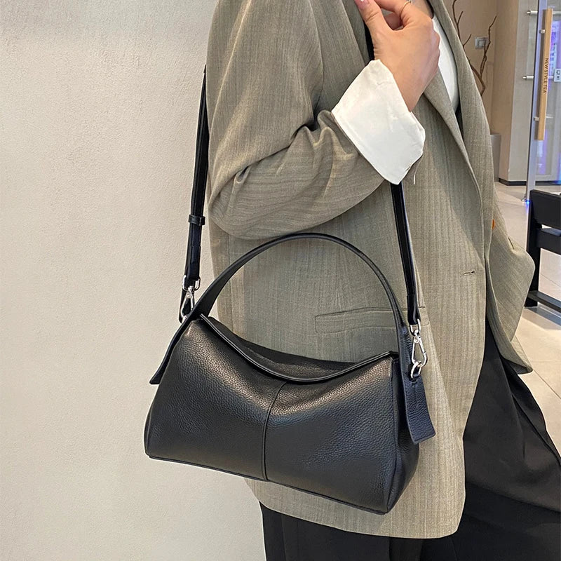 Luxury Women's Tote Bag High-end Genuine Leather Pillow Handbag Soft Commuter Shoulder Bag Fashion Simple Niche Crossbody Bag