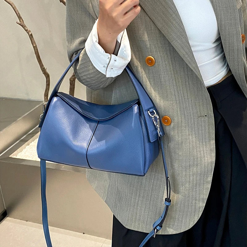 Luxury Women's Tote Bag High-end Genuine Leather Pillow Handbag Soft Commuter Shoulder Bag Fashion Simple Niche Crossbody Bag