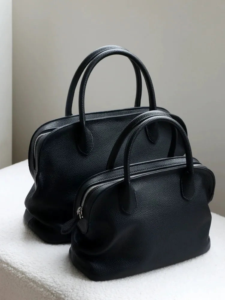 Women Genuine Leather Bag Elegant Office LadyTote Handbag Soft Cowskin Fashion High Capacity Casual Single Shoulder Shell Bags