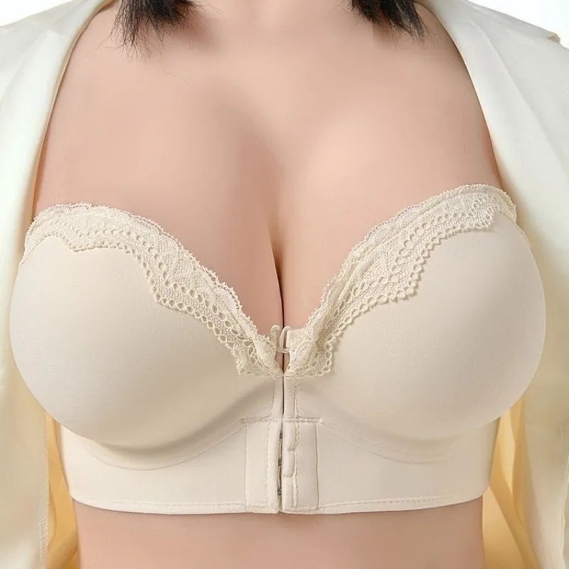 Push Up Lace Demi Bra for Small Chest Non-Wired Ultra Padded 12cm Comfortable Plunge T-shirt Bra for Women Natural Lift Sexy