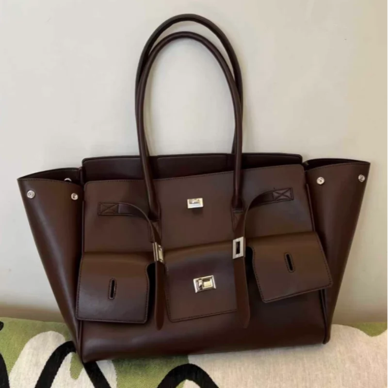 Luxury Large Capacity Highquality Leather Wing Tote Bag Trend Advanced Texture Simple Soft Wear-resistant Travel Luggage Handbag