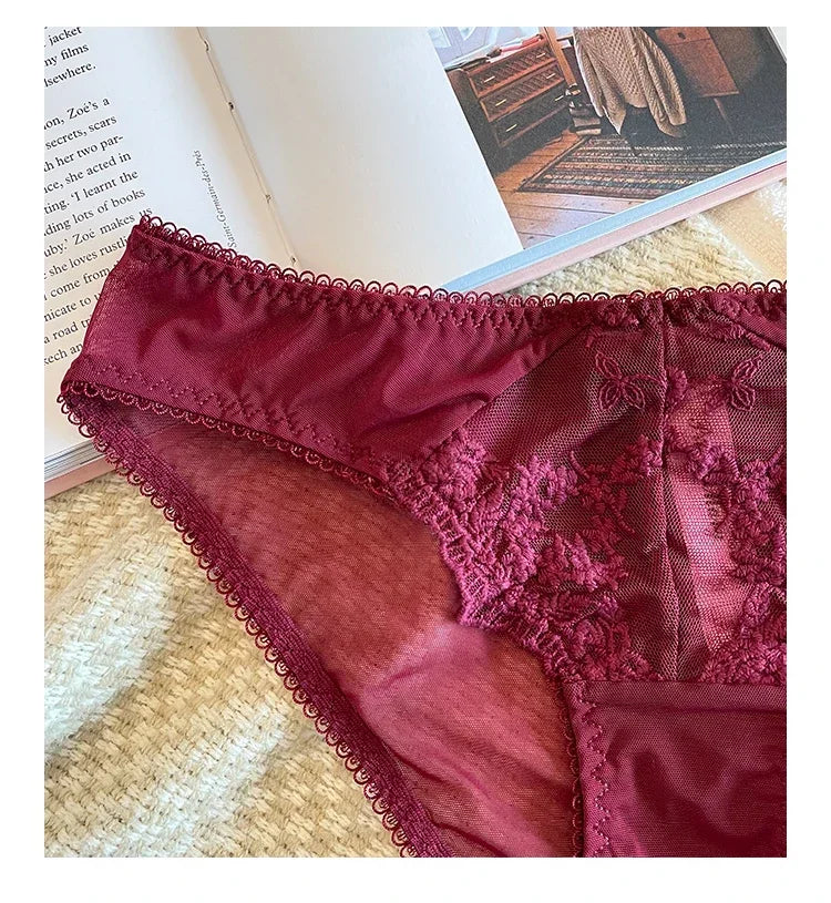 Embroidered Bralette & Panty Set for Women, Ultra-Thin Comfort, Underwire Support, Large Size Lingerie