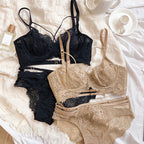 2 Pieces Sexy Hollow Push Up Bra Set French Lace Embroidery Underwear for Women Summer Ultra Thin Breathable Intimates Lingerie