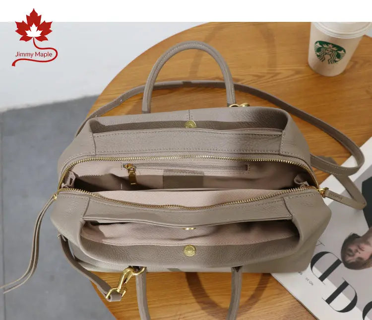 Hot Sale Multi-layered Large Women Travel Tote Soft Imported Cow Leather Female Handbag Commuter Ladies Shoulder Bag Big