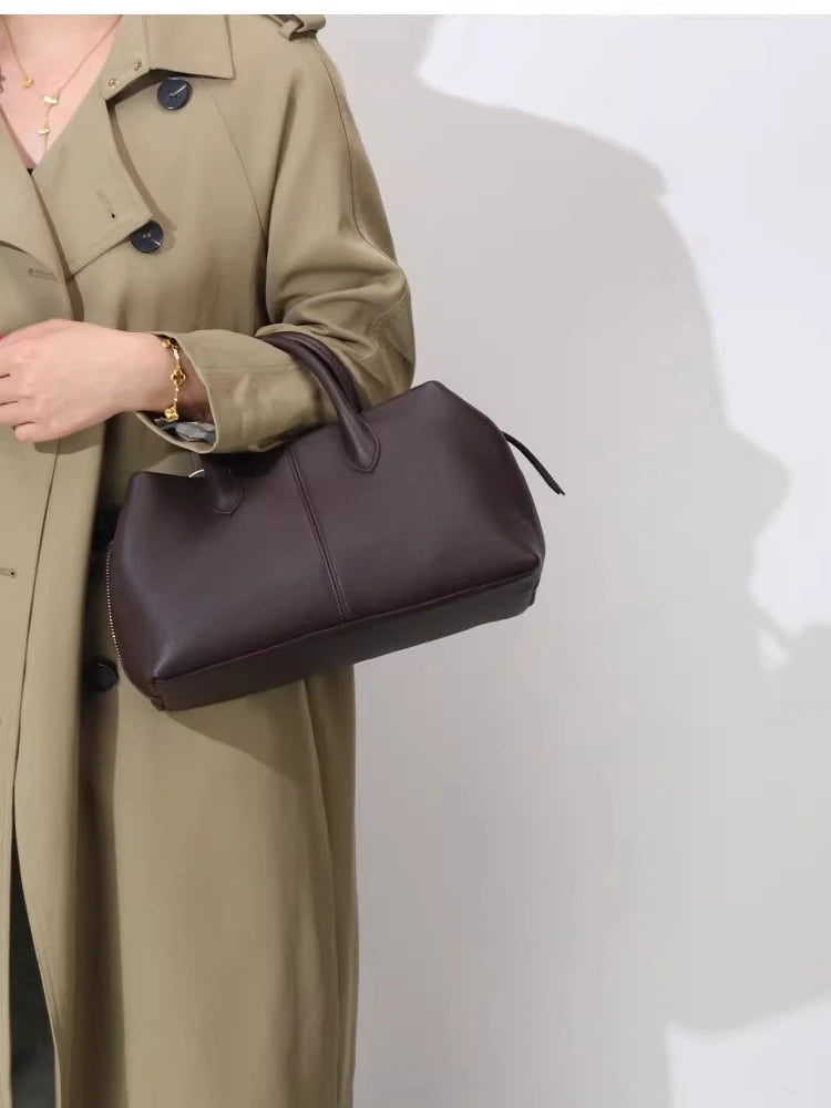 Hot Sale Multi-layered Large Women Travel Tote Soft Imported Cow Leather Female Handbag Commuter Ladies Shoulder Bag Big