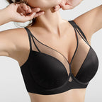 Womens Lace Sheer Push Up Bra Full Coverage Lightly Lined Underwire Female Comfort Minimizer Lingerie 34 36 38 40 42 C D E F G