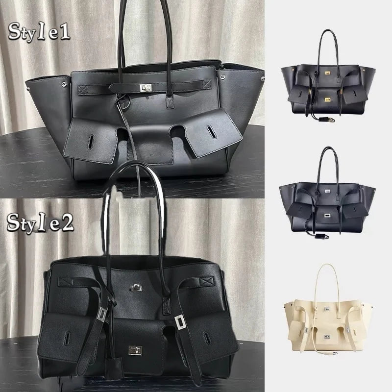 Luxury Large Capacity Highquality Leather Wing Tote Bag Trend Advanced Texture Simple Soft Wear-resistant Travel Luggage Handbag