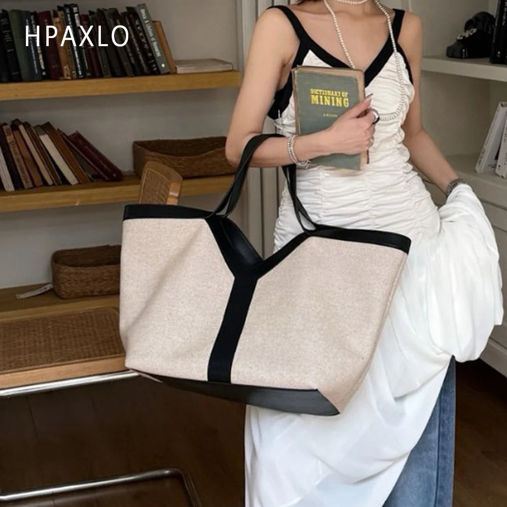 Genuine Leather Large Tote Bag Simple Design Womens Shoulder Bag High Quality Purse Fashion Commuter Handbag No Logo Versatile