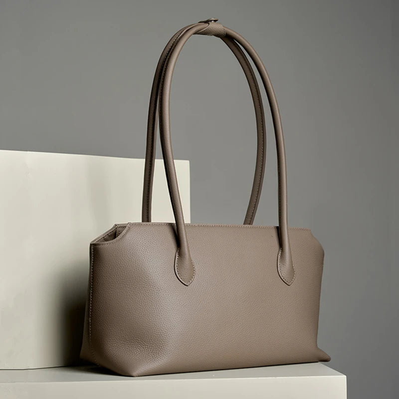 Hifashion Cowhide Genuine Leather Large Underarm Shoulder Bags For Women 2026 Luxury Designer Shopping Tote Work Ladies Handbags