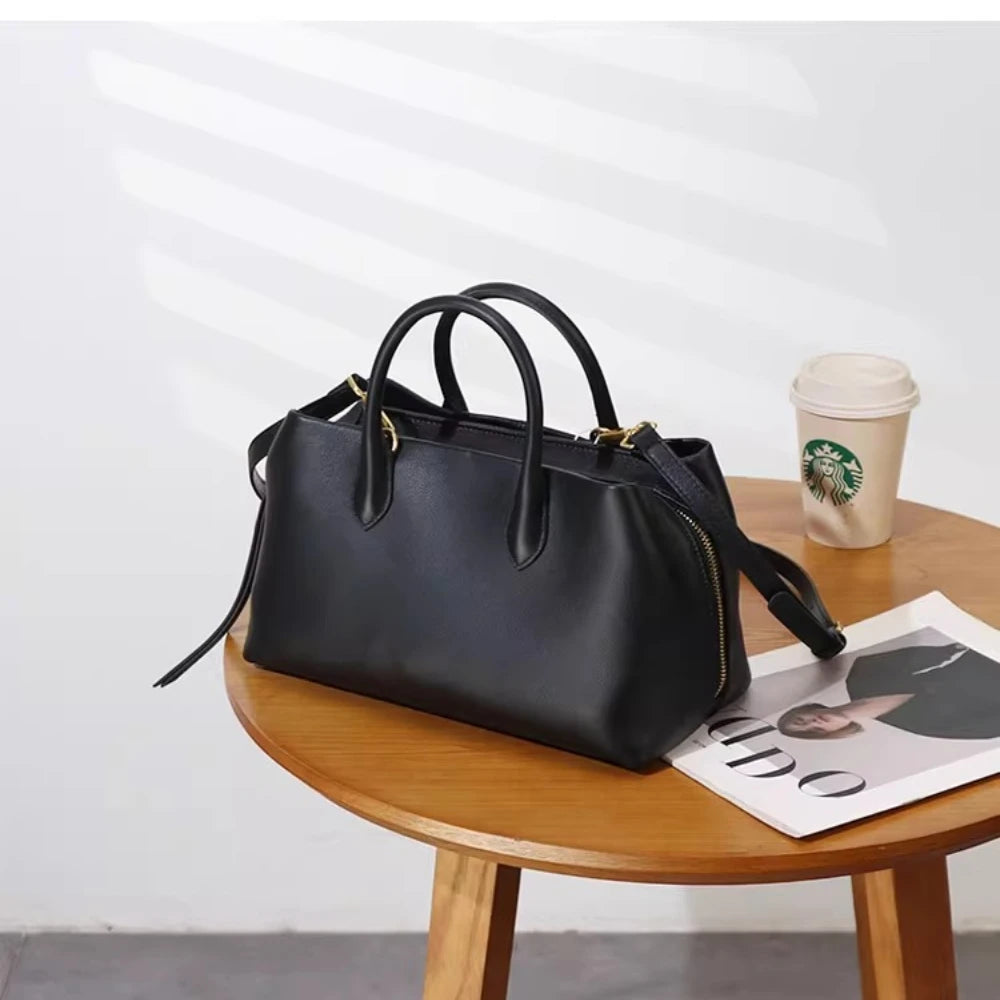Hot Sale Multi-layered Large Women Travel Tote Soft Imported Cow Leather Female Handbag Commuter Ladies Shoulder Bag Big