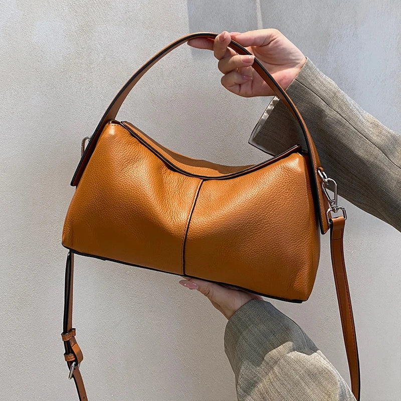 Luxury Women's Tote Bag High-end Genuine Leather Pillow Handbag Soft Commuter Shoulder Bag Fashion Simple Niche Crossbody Bag