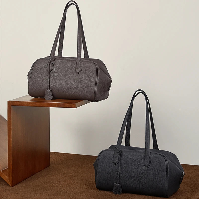 BURMINSA Genuine Leather Underarm Shoulder Bags For Women Luxury Designer Soft Pillow Hobos Satchel Elegant Work Ladies Handbags