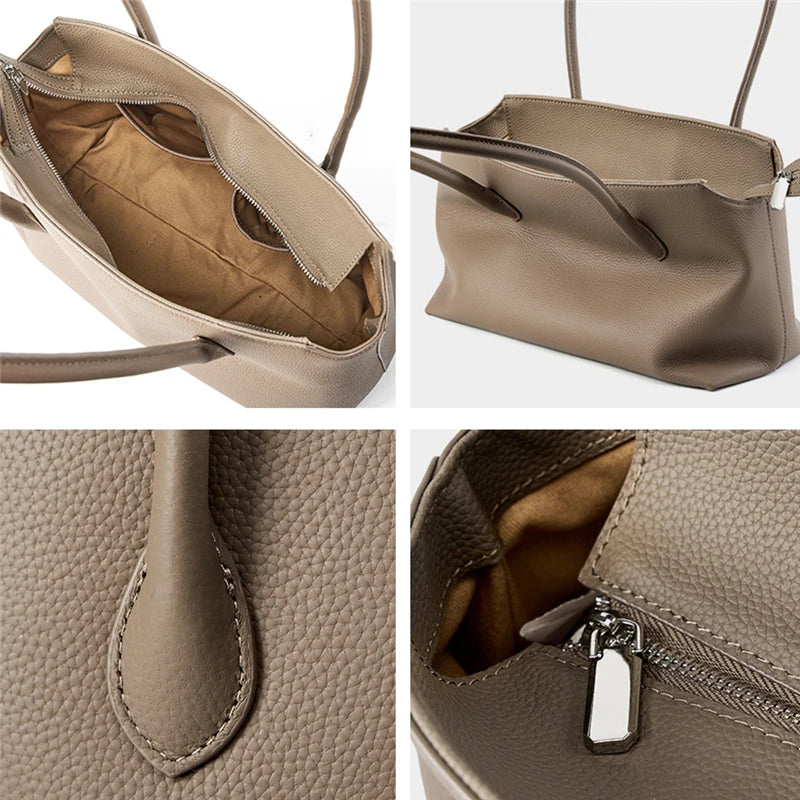 Hifashion Cowhide Genuine Leather Large Underarm Shoulder Bags For Women 2026 Luxury Designer Shopping Tote Work Ladies Handbags