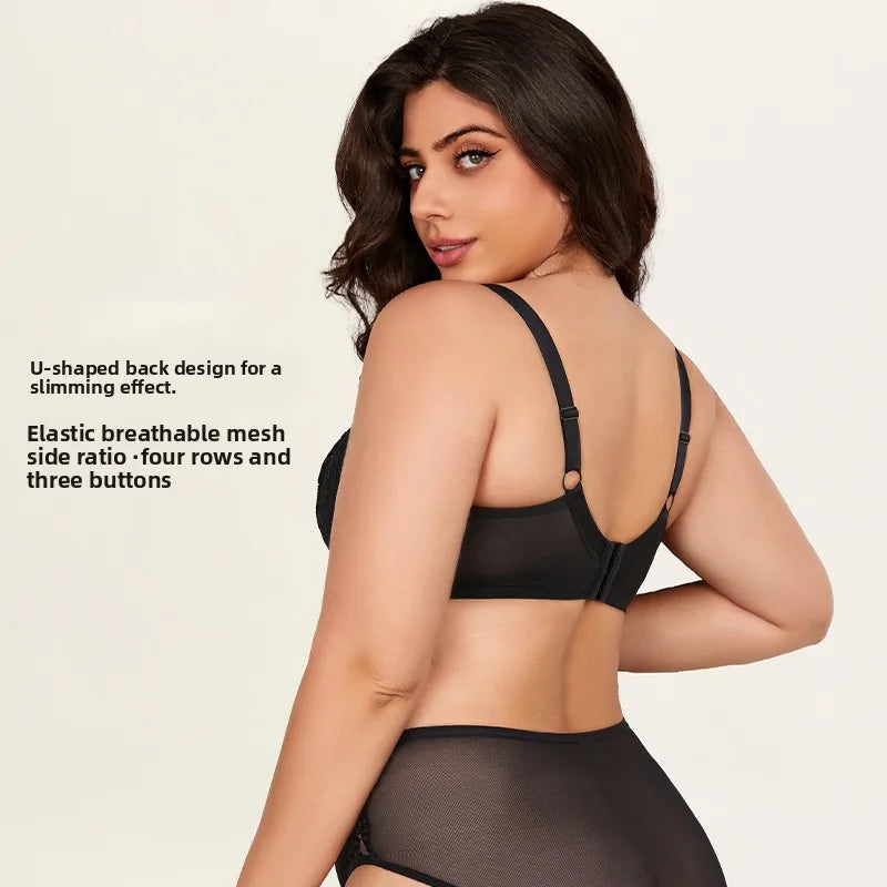 Plus Size Full Coverage Bras for Large Bust , Minimizer Lift Support , Lace Breathable Thin, D-K Cup , For Curvy Women