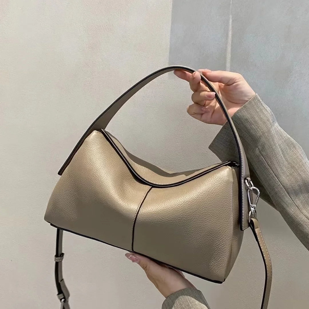 Luxury Women's Tote Bag High-end Genuine Leather Pillow Handbag Soft Commuter Shoulder Bag Fashion Simple Niche Crossbody Bag