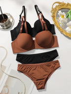 2 Pack Women's Seamless Bras Set Comfortable Underwire Push Up Bra & Panties Lingerie Set Comfortable Sexy Intimates Viomisha