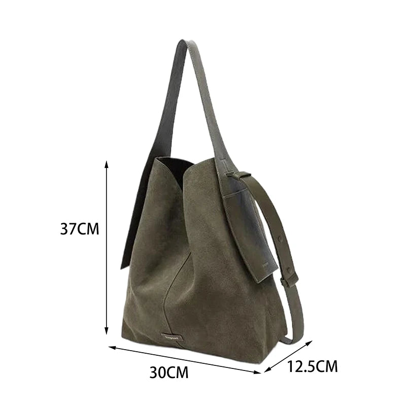 Handbag Chamois Leather Bucket Bag Casual Crossbody Single Shoulder Bag Lady Tote Bag Messenger Bag Large-Capacity Shopping Bag