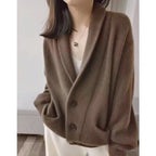 100% pure cashmere female V-neck loose cardigan