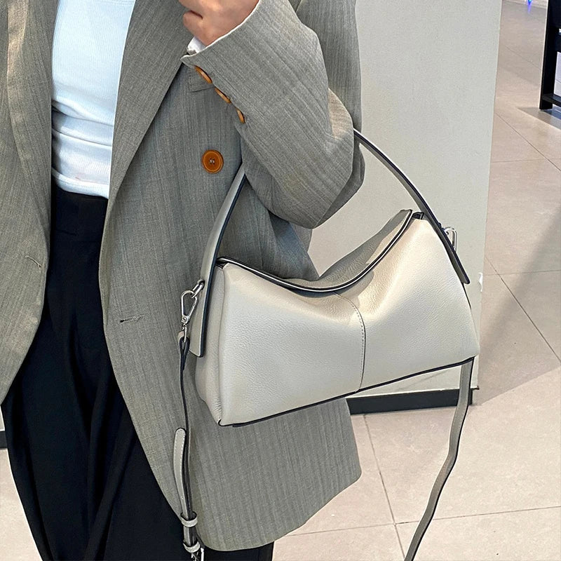 Luxury Women's Tote Bag High-end Genuine Leather Pillow Handbag Soft Commuter Shoulder Bag Fashion Simple Niche Crossbody Bag
