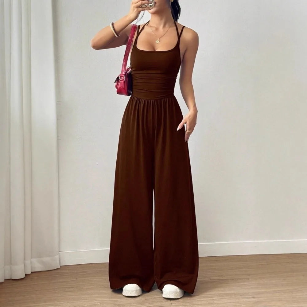 Spring Fall 2025 New Arrival Women's Jumpsuit  Solid Color Double-Strap Relaxed-Fit Casual Pants Y2k Clothing