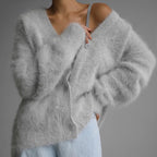 Mink Cardigan Long Sleeve Chic Knitwear Sweater
