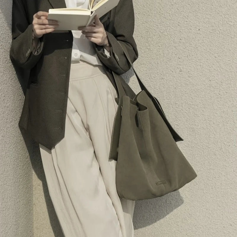 Handbag Chamois Leather Bucket Bag Casual Crossbody Single Shoulder Bag Lady Tote Bag Messenger Bag Large-Capacity Shopping Bag