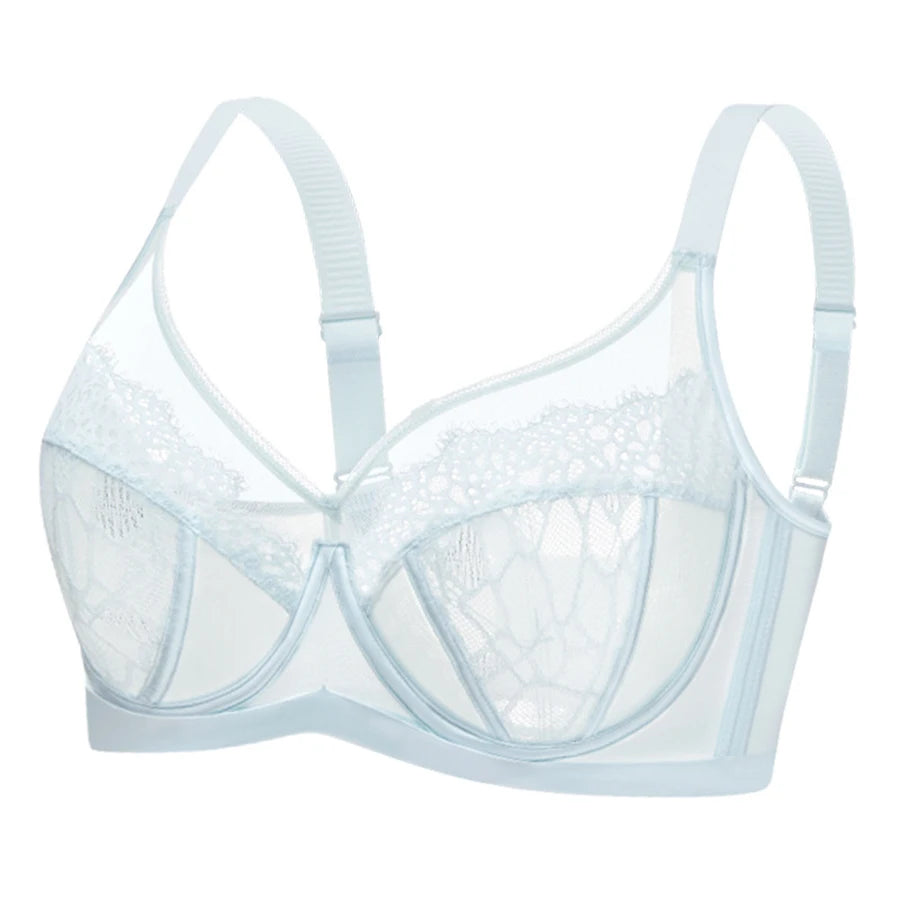 Lace Minimizer Bras For Women Floral Non Padded Underwire Female Ultra Thin Plus Size Lingerie 34 36 38 40 42 44 46 B C D E F G