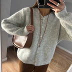 Women's Grey Wool Knitted Cardigan