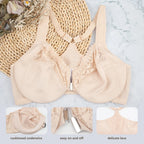Sheroine Plus Size Lace Bra, Front Closure Full Coverage Underwire Unpadded Racerback Bra, Supportive and Comfort for Daily Wear