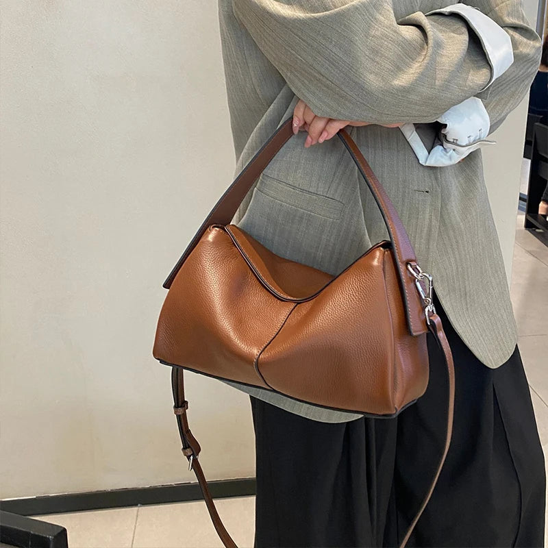 Luxury Women's Tote Bag High-end Genuine Leather Pillow Handbag Soft Commuter Shoulder Bag Fashion Simple Niche Crossbody Bag
