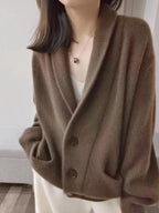 100% pure cashmere female V-neck loose cardigan