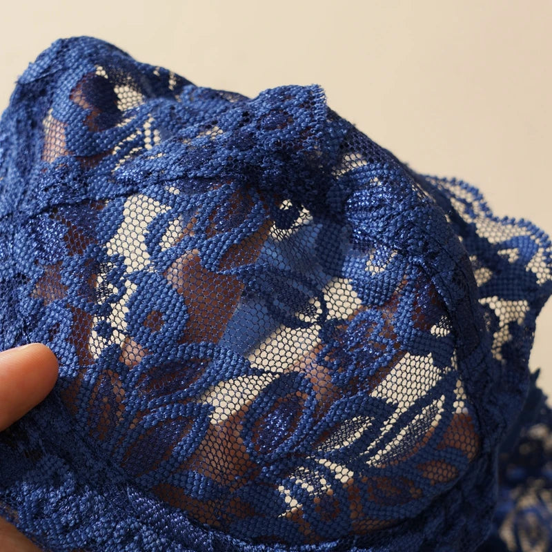 Sexy Lace Bra Suit Non-pad Women Ultra-thin Push-up Panty Set Delicate President for Girlfriend Cup B/C Plus Size 34-40 2PCS Set