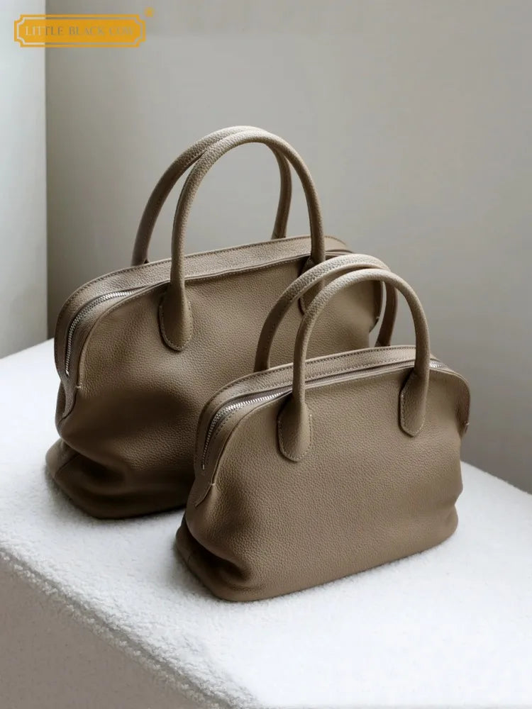 Women Genuine Leather Bag Elegant Office LadyTote Handbag Soft Cowskin Fashion High Capacity Casual Single Shoulder Shell Bags