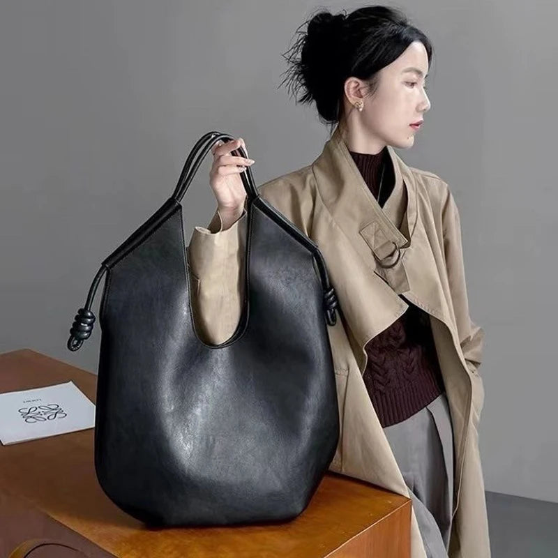 Minimalist, high-end, lazy-style underarm tote bag, versatile large-capacity handbag for commuting