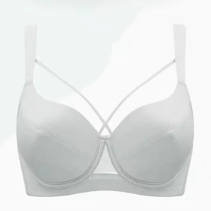 Push Up Soft Wire Minimizer Bra For Women Full Cup Supportive Underwire Glossy Fabric Lingerie 34 36 38 40 42 44 B C D E F G H