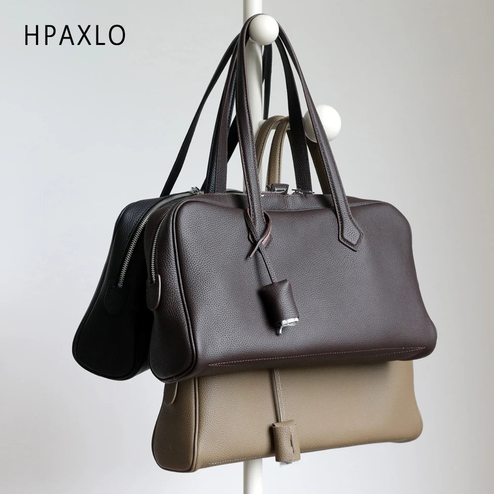 Premium Genuine Leather Boston Bag Womens Shoulder Handbag Versatile Commuter Tote Fashion Ladies Accessory Luxury handbag new