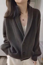 100% pure cashmere female V-neck loose cardigan