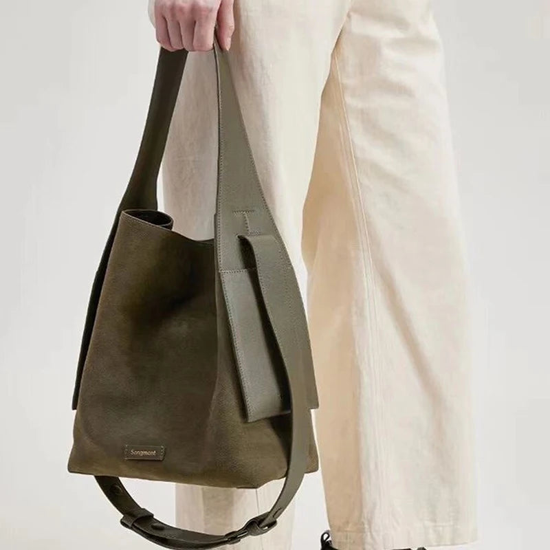 Handbag Chamois Leather Bucket Bag Casual Crossbody Single Shoulder Bag Lady Tote Bag Messenger Bag Large-Capacity Shopping Bag