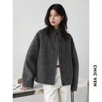 Women Short Woolen Single Breasted Ladies Jacket