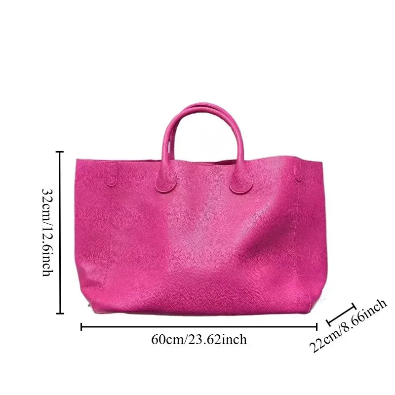 Ladies' fashionable vegan leather oversized handbag with large capacity, simple and versatile shopping bag